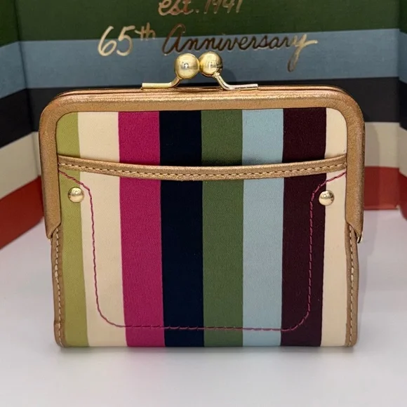 COACH LEGACY STRIPE FRAMED WALLET WITH KISSLOCK COIN - Picture 3 of 16